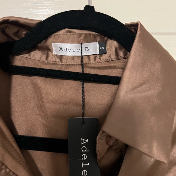 Boutique silk brown blouse Small - Picture 2 of 4